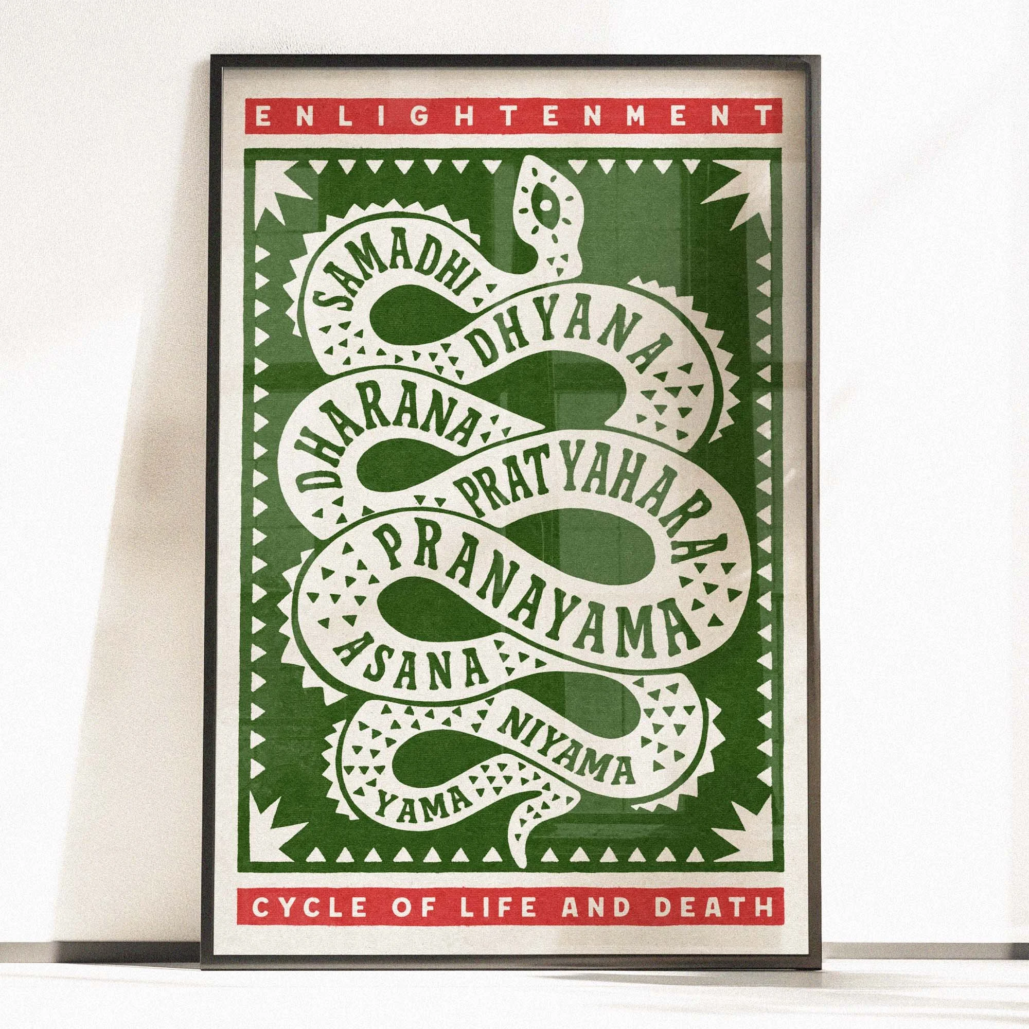 control our inner mind poster print wall decor yoga space room decoration plakat druk yama niyama samadhi patanjali yoga snake kundalini eightfold path ashtanga