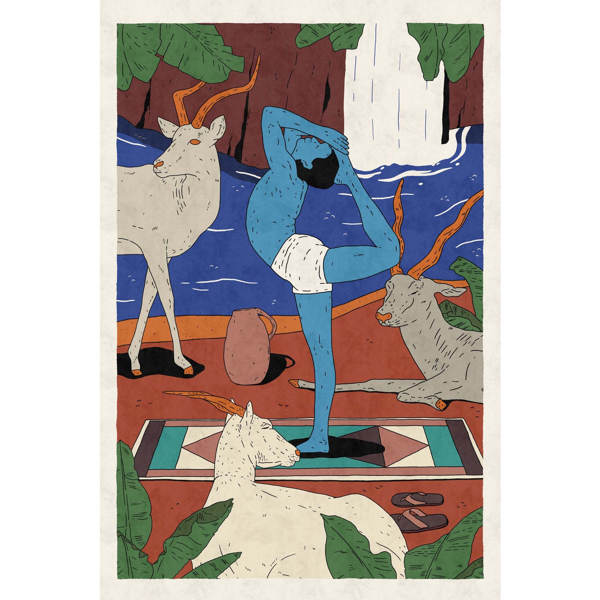Chinkaras, Yogi and Waterfall