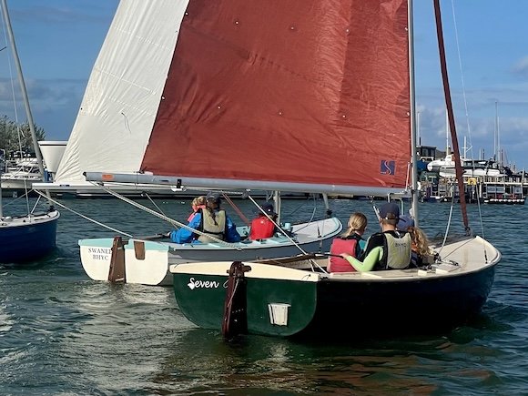 Bembridge Swans sailing in the harbour