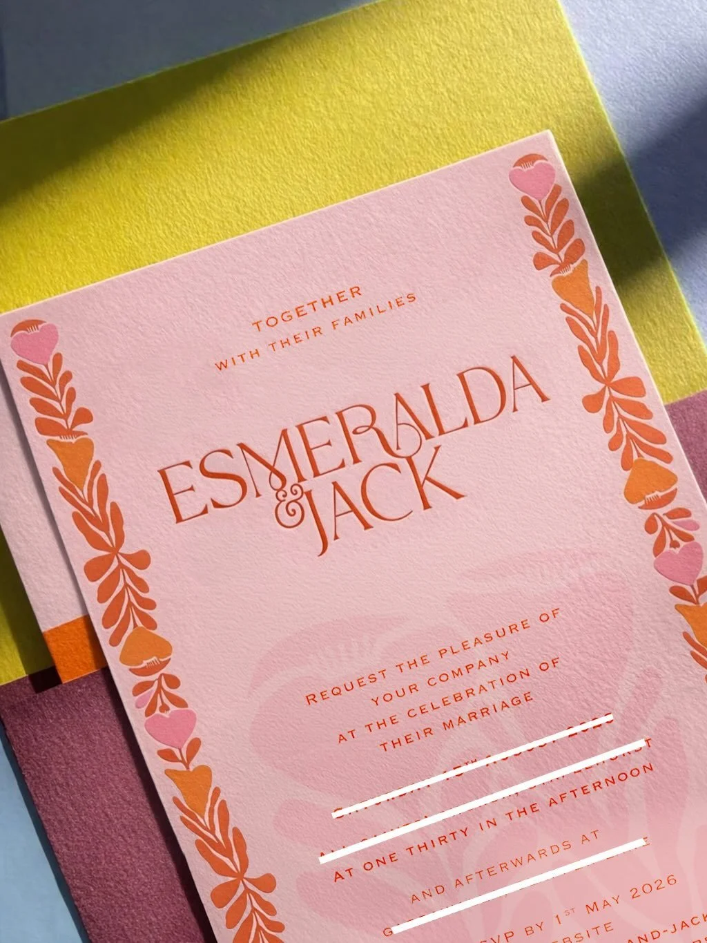 NEW 💌 Wedding Invites with a colour palette of dreams selected by the beauty of a bride 🌷🧡🍑🍊🌸🌷

Last two tiles where nearly but not quite right design options. Always love sharing the ones that didn&rsquo;t make it too!

-
#weddinginvitation #