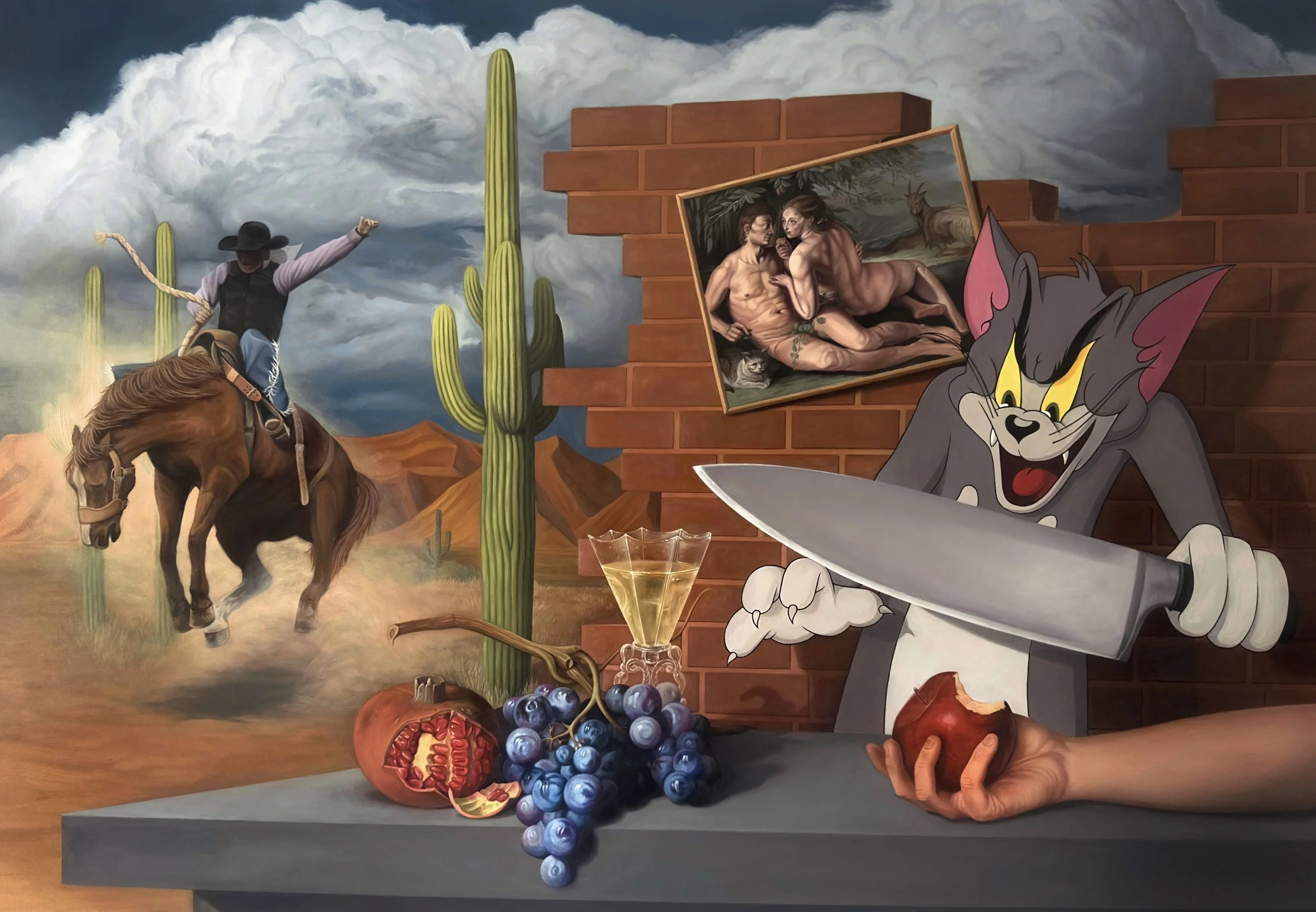 Sometimes the Forbidden Fruit Tastes the Sweetest, 2026, Oil on wooden panel, 90 x 130cm