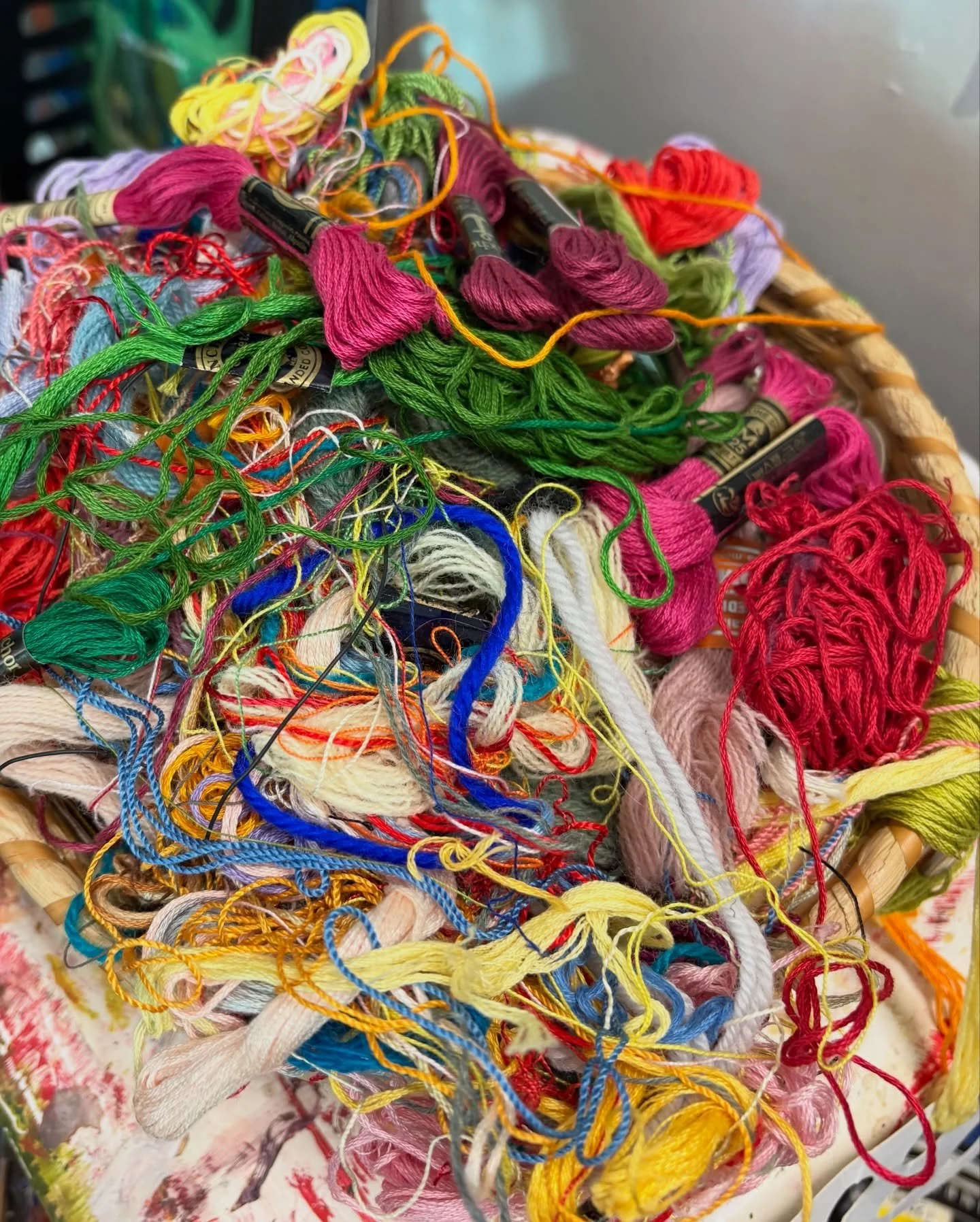 My must-have tools and materials (the last photo is non negotiable)
Lots of what I use has been handed down from the women in my family - thread, beads, paint jars and even my sewing machine 🧵. I try to incorporate craft methods and materials into m