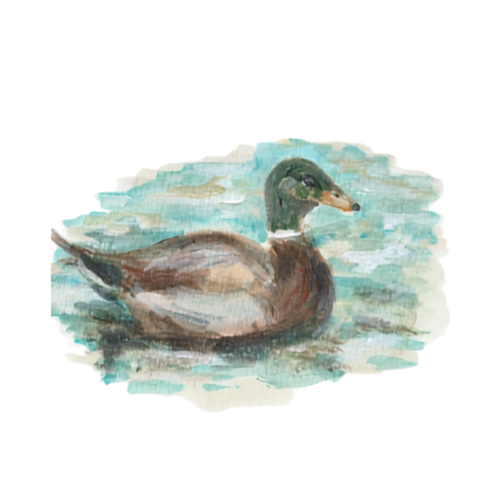Journals and books category represented by Kelly's duck painted with acrylic wash on watercolor paper.
