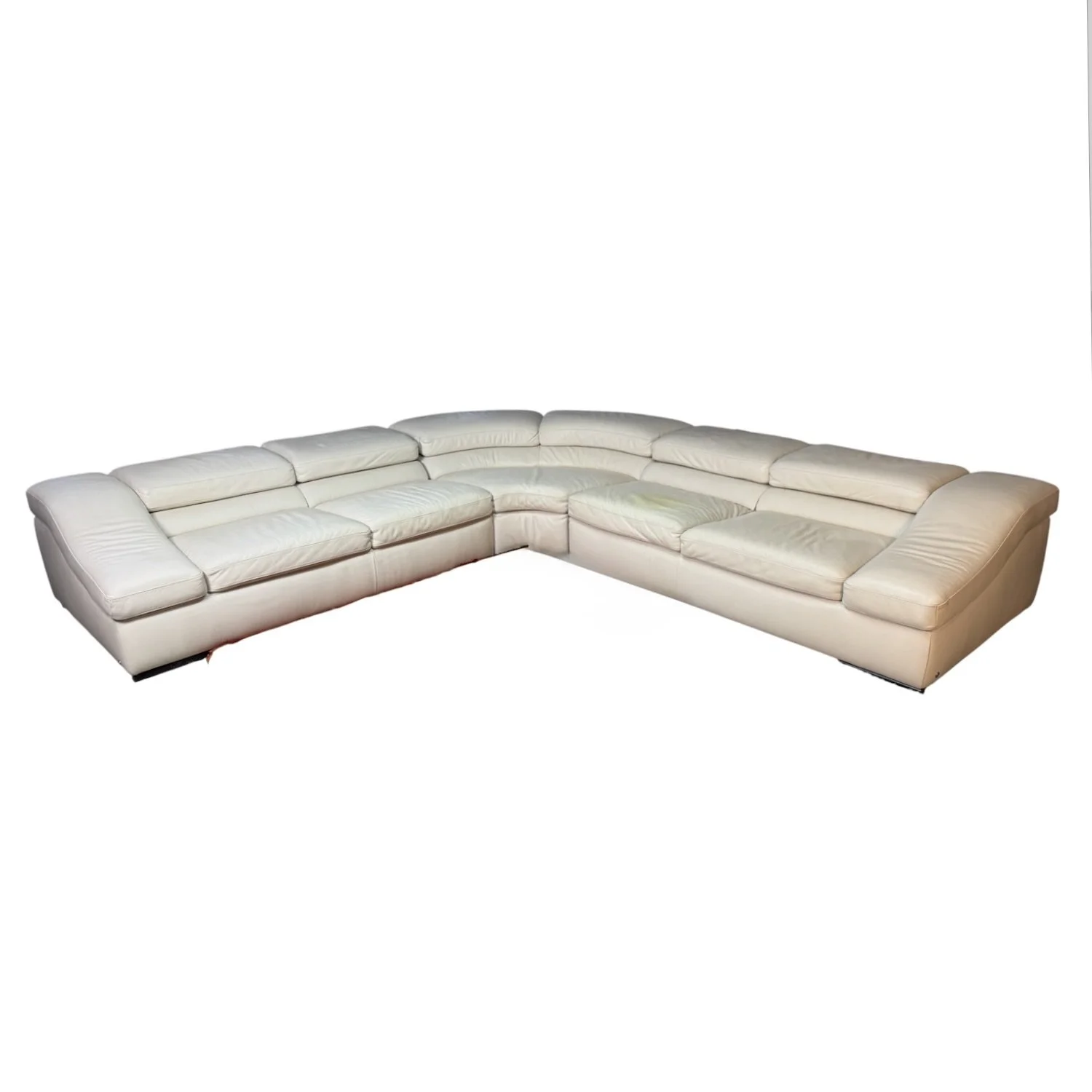 White Leather Corner Sofa by Natuzzi