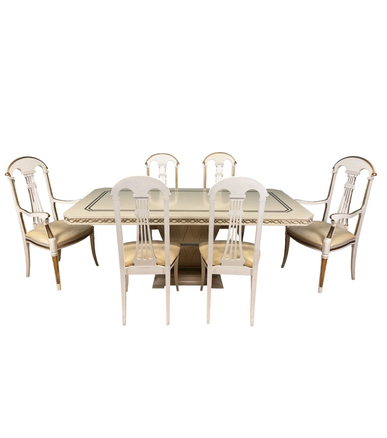 Italian Antique Style Ivory & Gold Dining Set