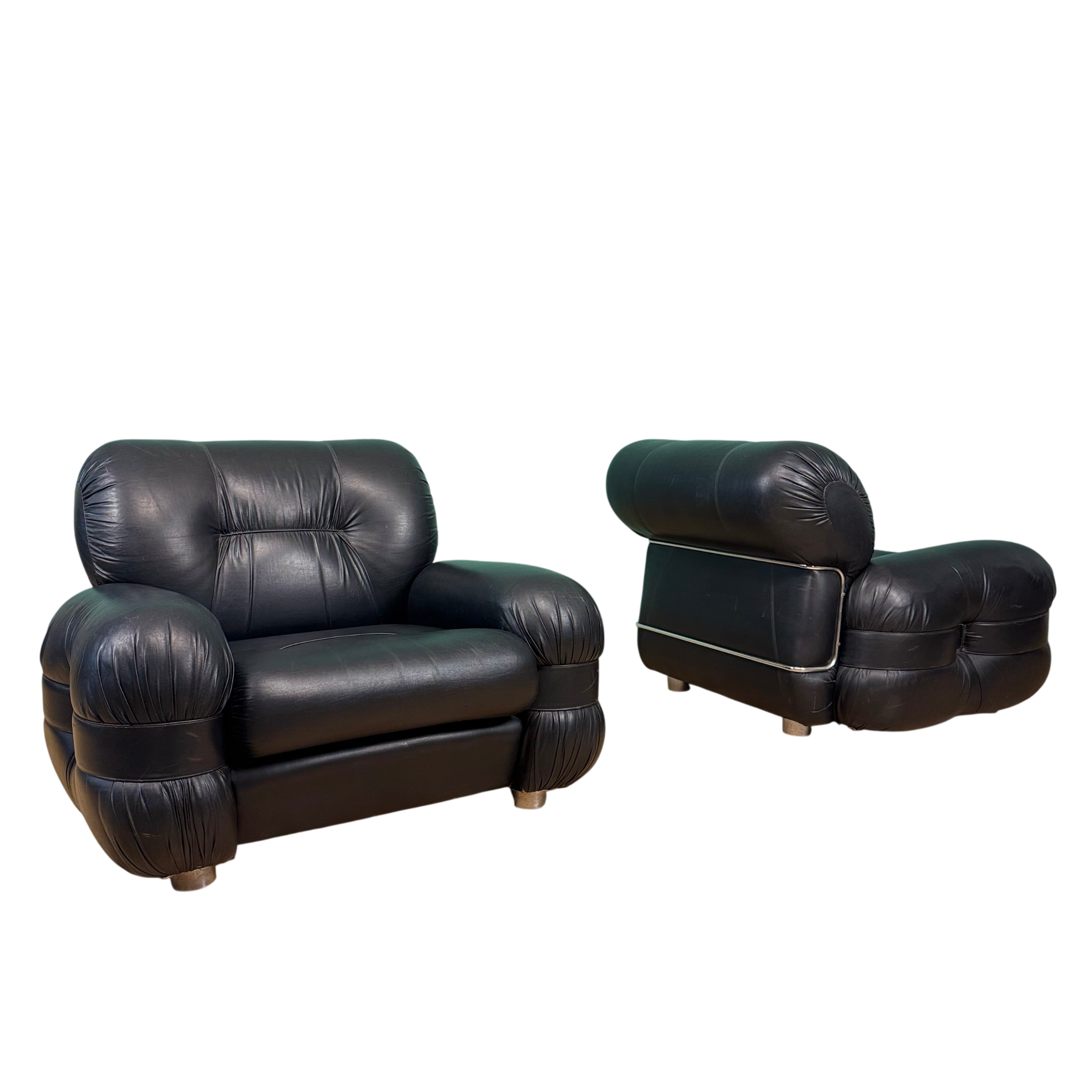 Pair of Italian Mid-Century Lounge Chairs Attributed to Adriano Piazzesi, 1970s