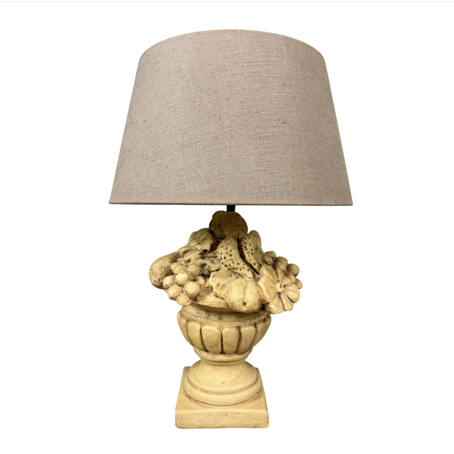 Vintage French Carved Fruit Ceramic Lamp