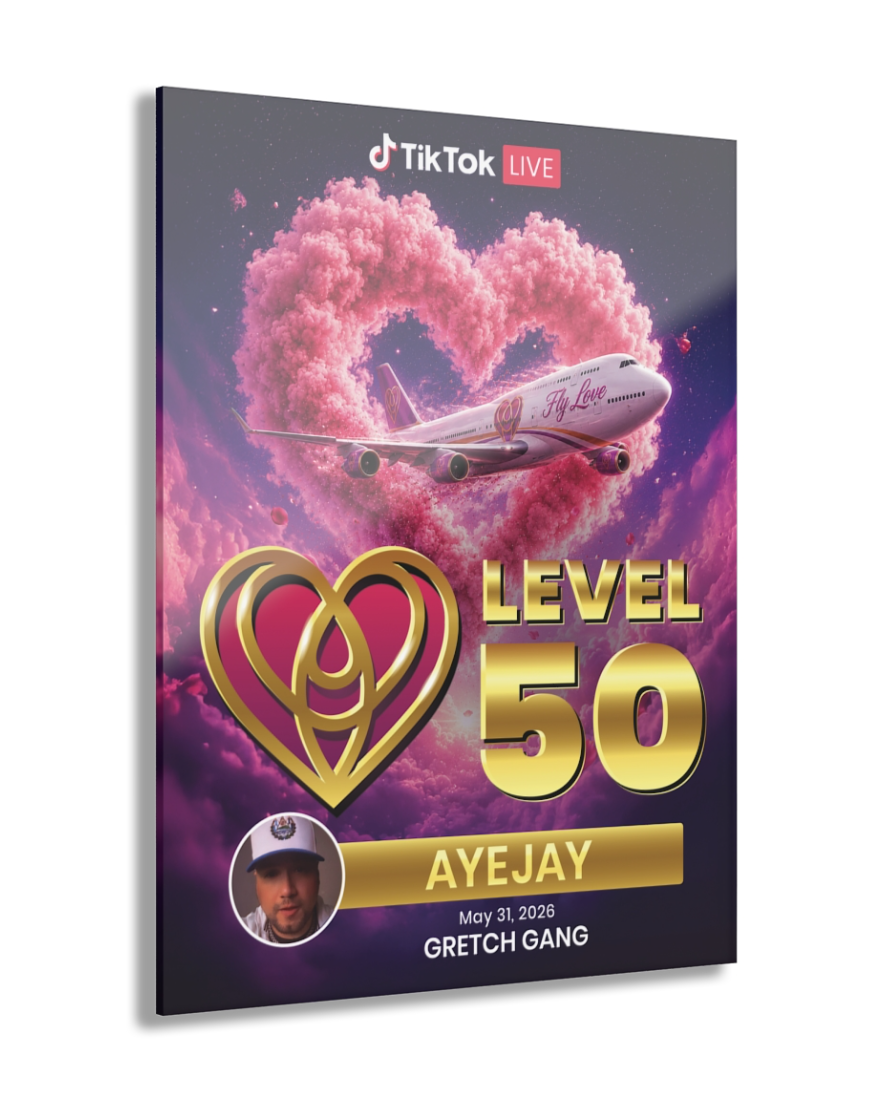 11"x14" Personalized Heart Level 50 Award Plaque with Custom Background and Avatar