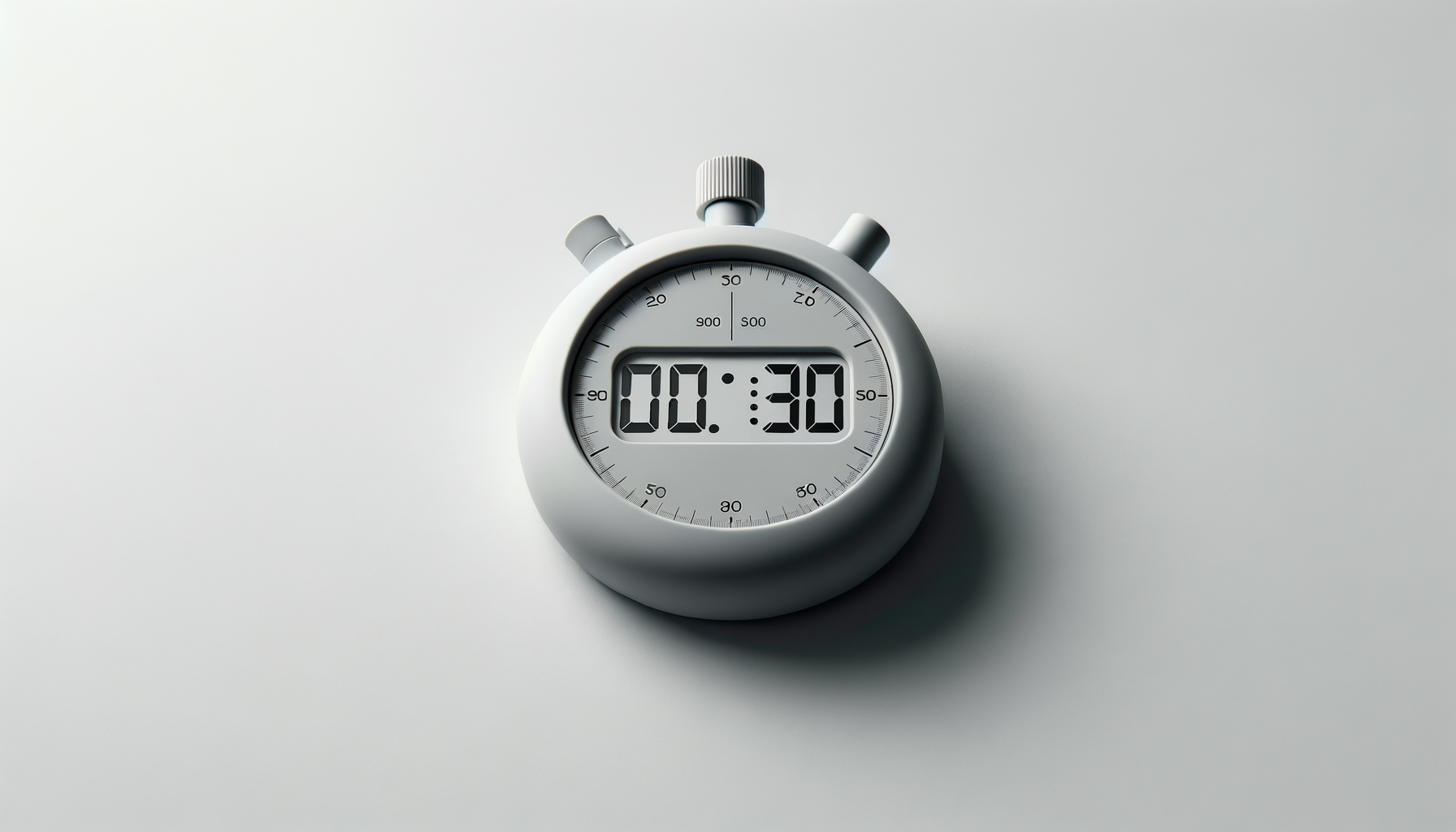 A digital stopwatch displaying the time 00:30 on a white background.