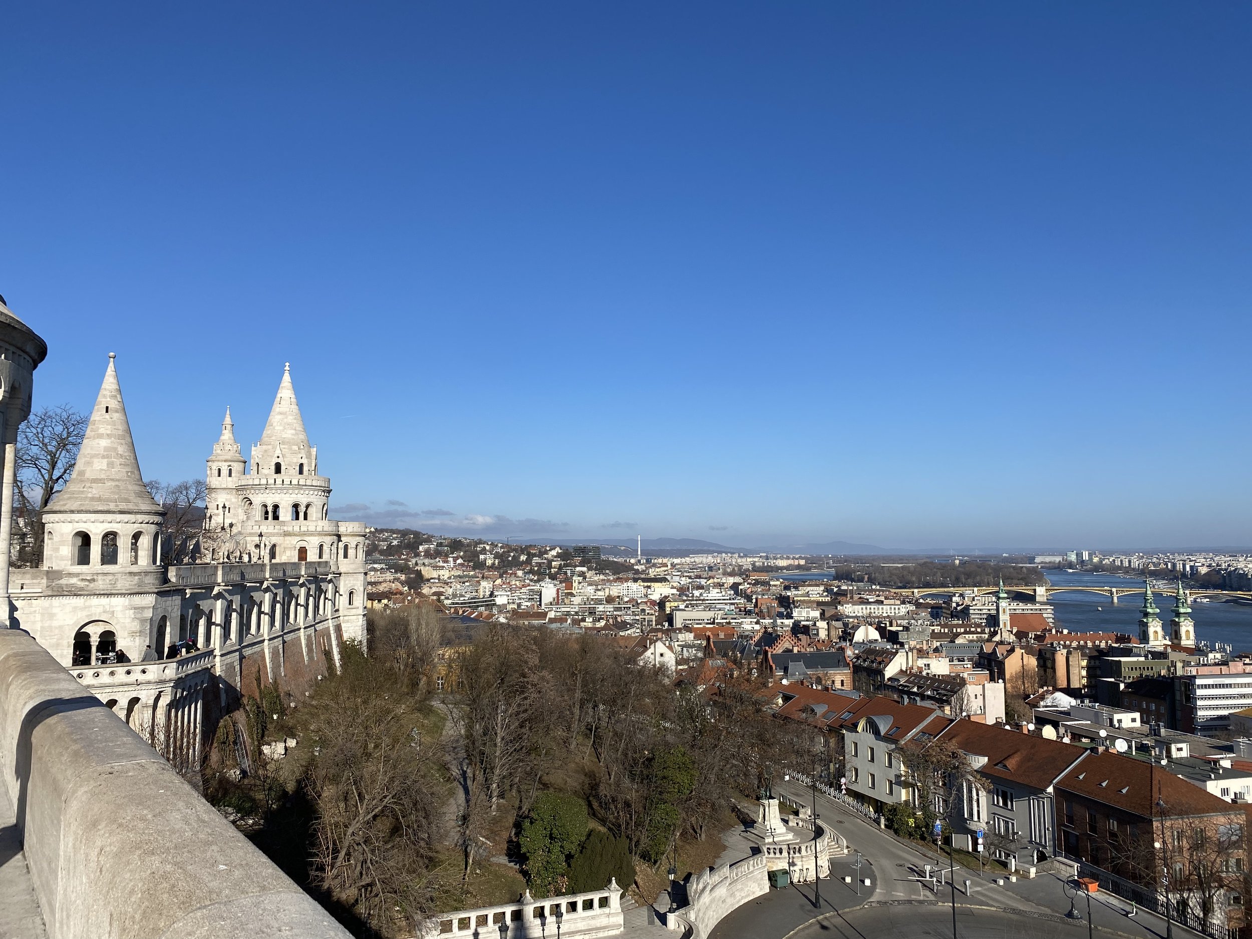 View from Fishermen's Bastion in the Castle District in Budapest, Hungary
