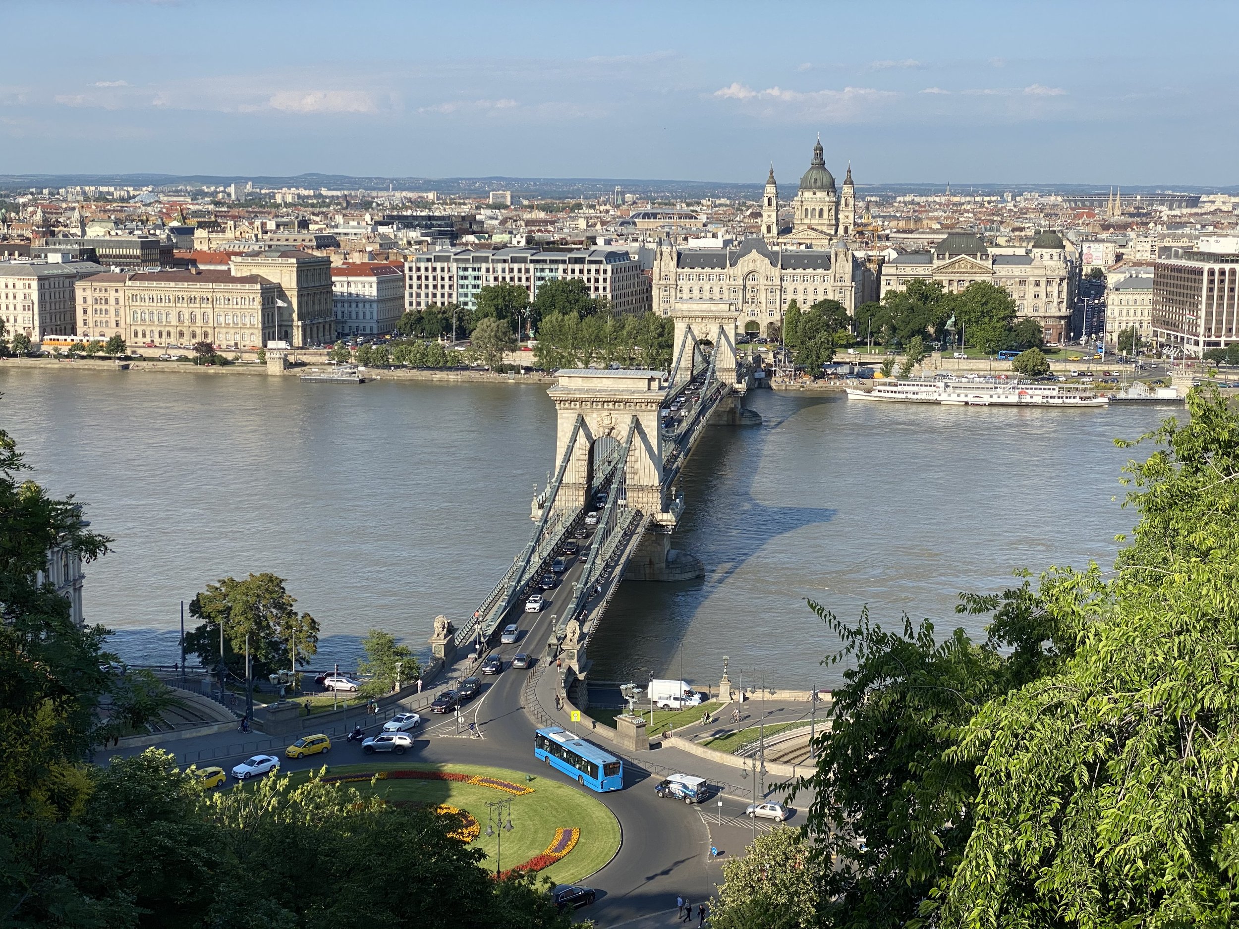 Chain Bridge and Budapest Panorama with river