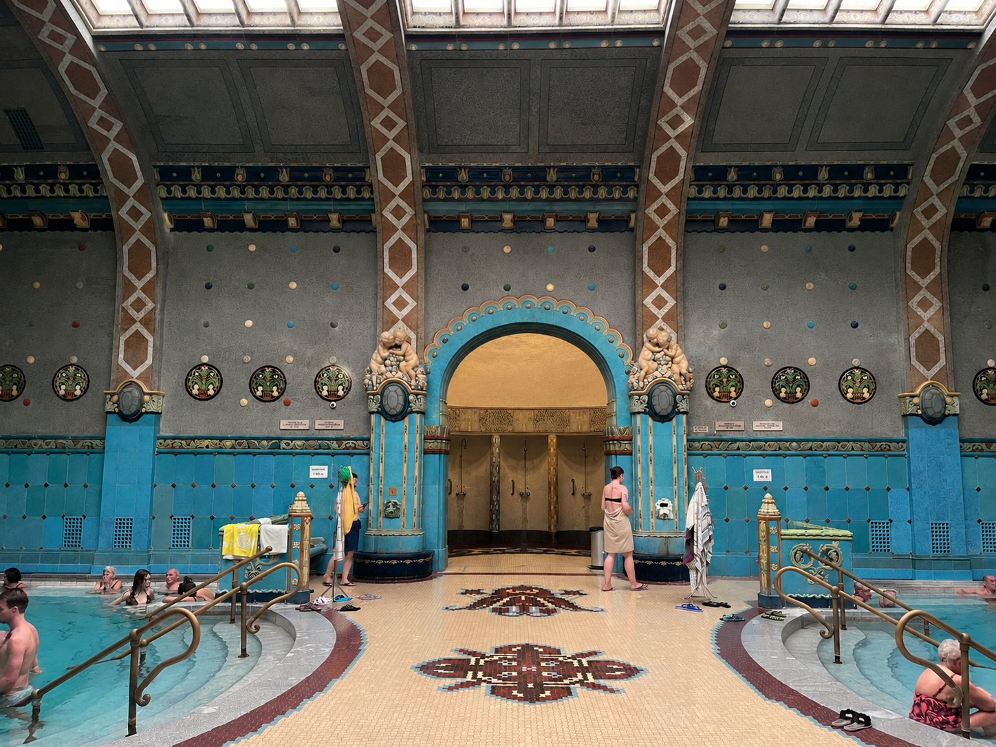 Mosaic interior of beautiful art nouveau Gellért Bath in Budapest, Hungary