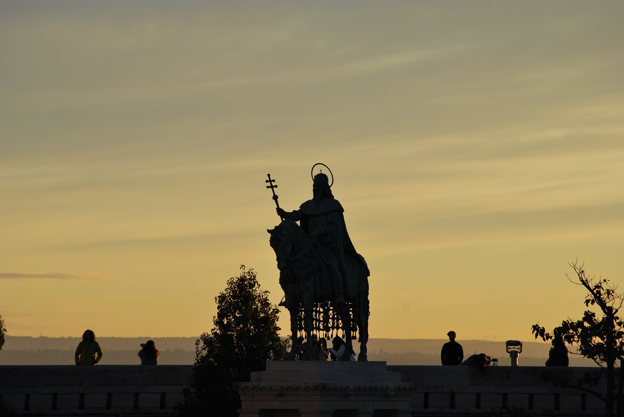 Statue of St. Stephen in the Castle district in Budapest, Hungary
