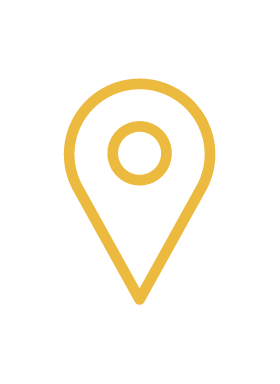 A yellow map location pin icon on a black background.