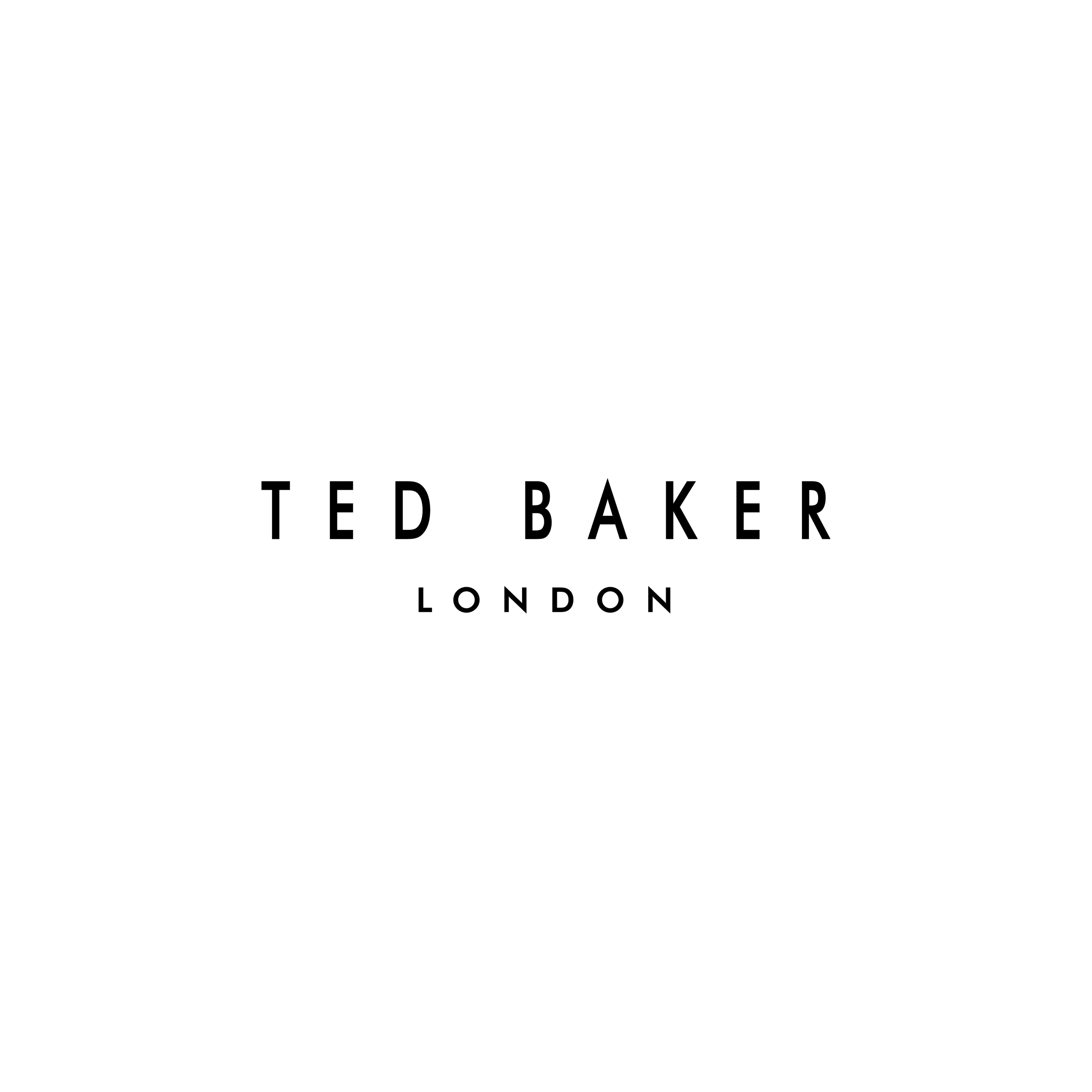 White cover page with black text reading 'TED BAKER LONDON' in the center.