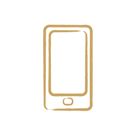 Outline of a smartphone in beige on a black background.