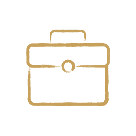 Illustration of a briefcase with a handle and circular lock in the center.