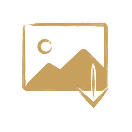 A simple graphic of a mountain landscape with a sun in the sky, featuring an arrow pointing downward.