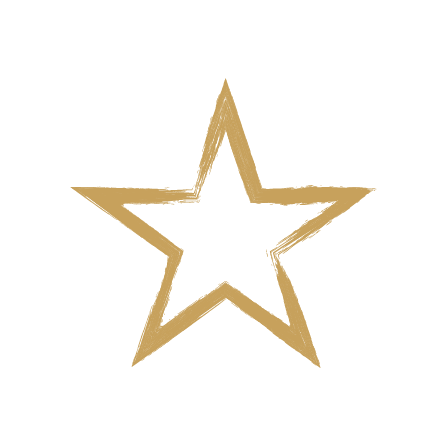 Gold outlined star icon on black background.