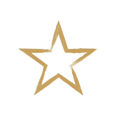 Gold outline of a five-pointed star with a white background.