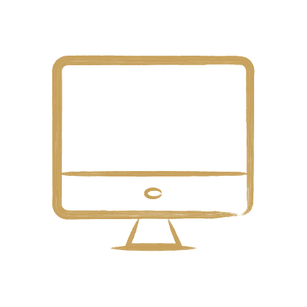 Illustration of a desktop computer monitor with a circular button at the bottom center.