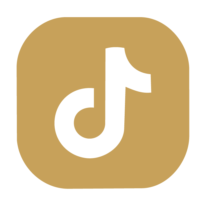 TikTok app icon with black musical note on a gold rounded square background.