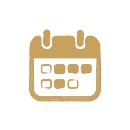 Icon of a calendar with two small tabs at the top.