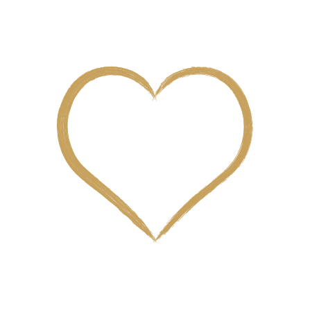 Gold heart-shaped outline on a black background.