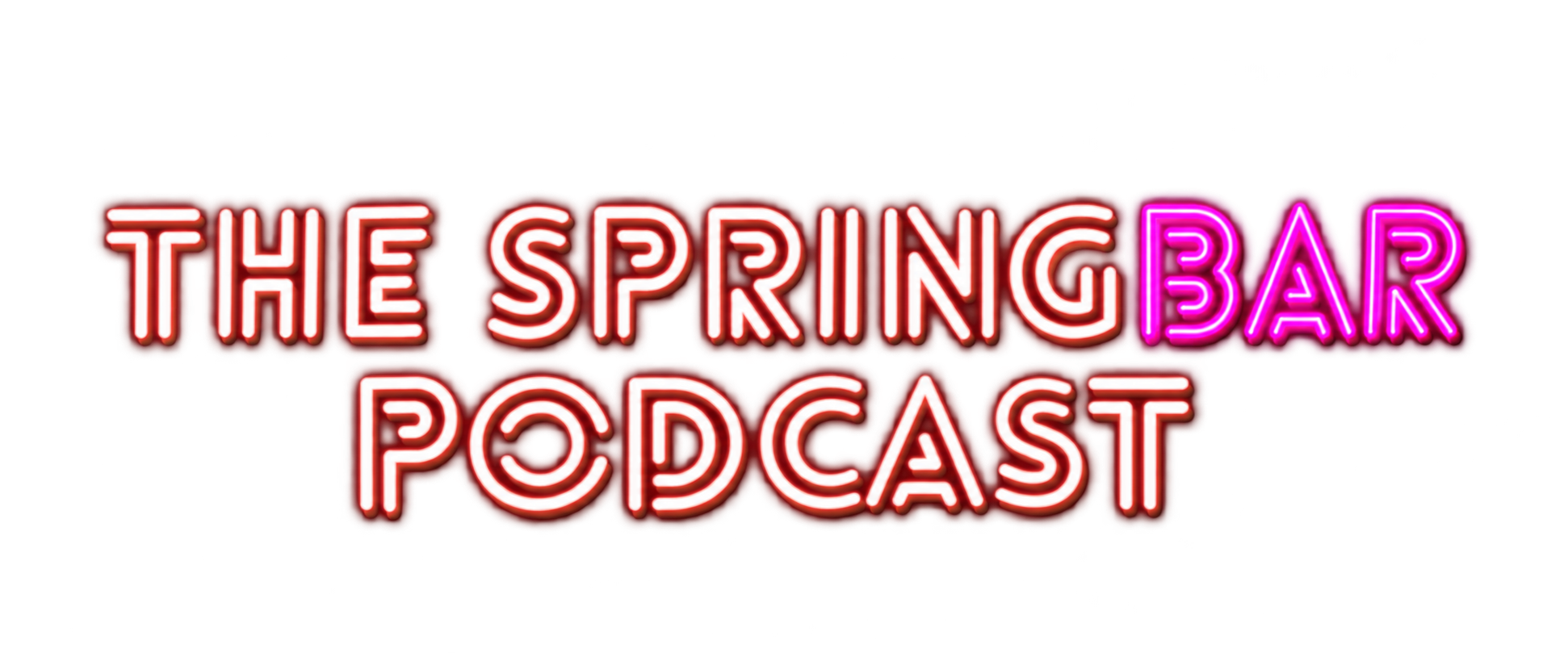 The Springbar Podcast headphones and neon fontlogo