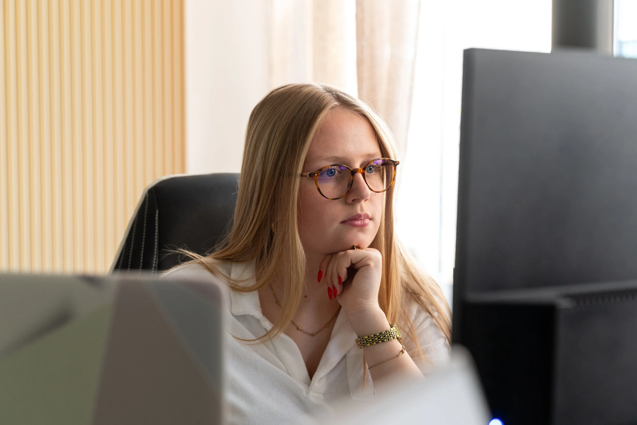 Een freelance administratief medewerker die uitleg geeft over de implementatie van financiële software