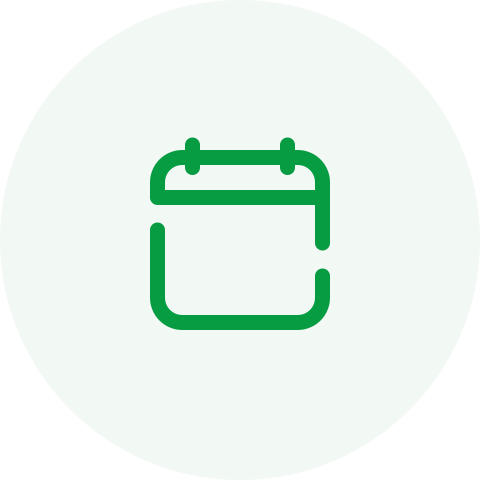 Icon van een kalender op een groene achtergrond.