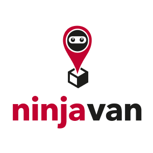 Logo for Ninja Van featuring a stylized ninja face inside a map pin icon with the text 'ninjavan' below.