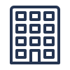 A simple line drawing of a building with multiple windows