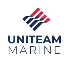 Uniteam Marine logo with stylized red, white, and blue emblem and the company name