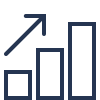 Simplified line graph showing upward trend with ascending bars and an arrow pointing upwards.