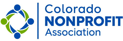 Logo of the Colorado Nonprofit Association featuring interconnected abstract figures in blue and green with the organization's name in blue text.
