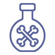 A test tube with a chemical or liquid inside, depicted with glowing blue outline.