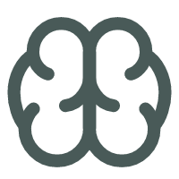 Line drawing of a human brain