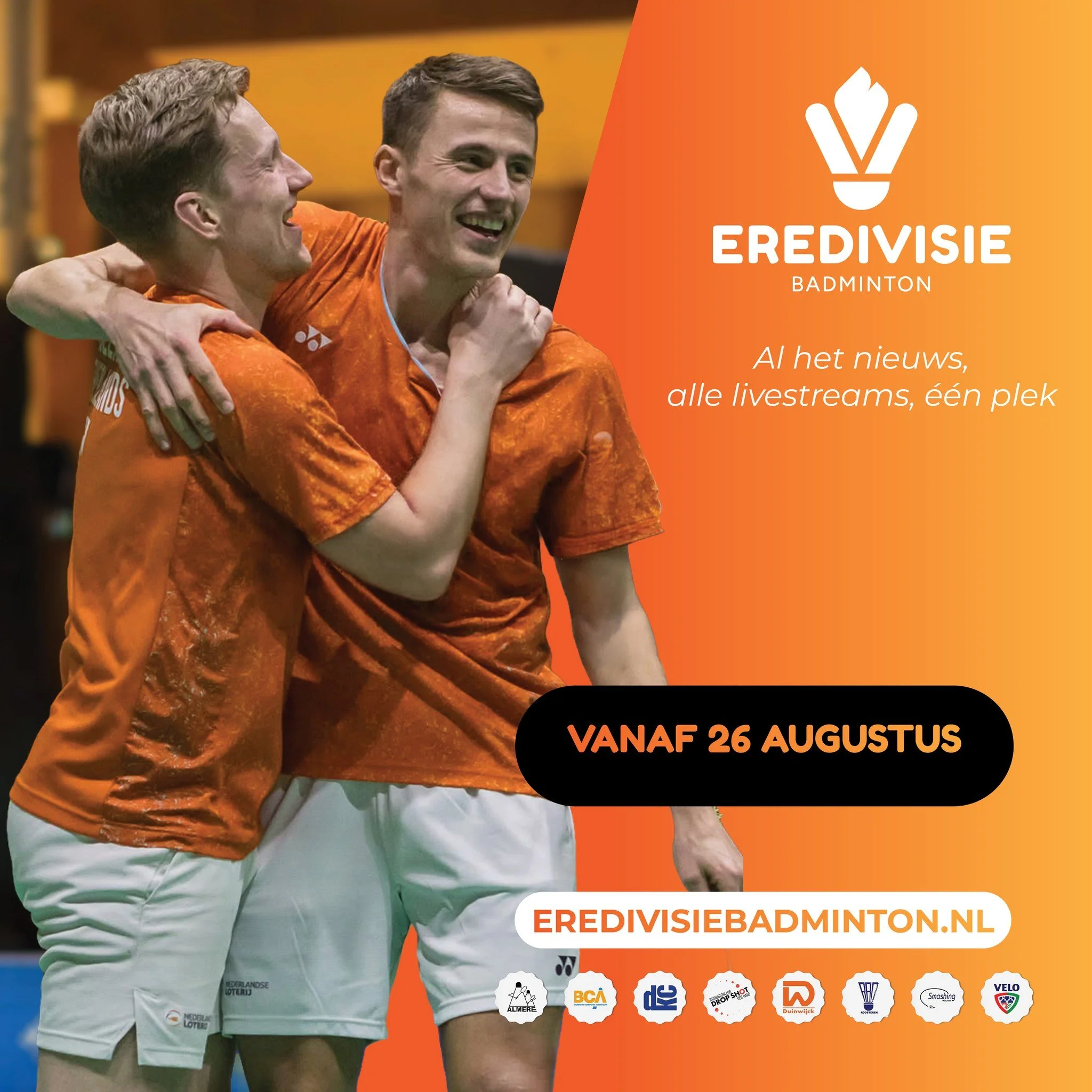 Nog 3 dagen tot de lancering van eredivisiebadminton.nl. Vanaf 26 augustus alles op &eacute;&eacute;n plek: nieuws, livestreams en uitslagen van de Eredivisie Badminton, in aanloop naar de competitiestart op 12 september.

#EredivisieBadminton #Badmi
