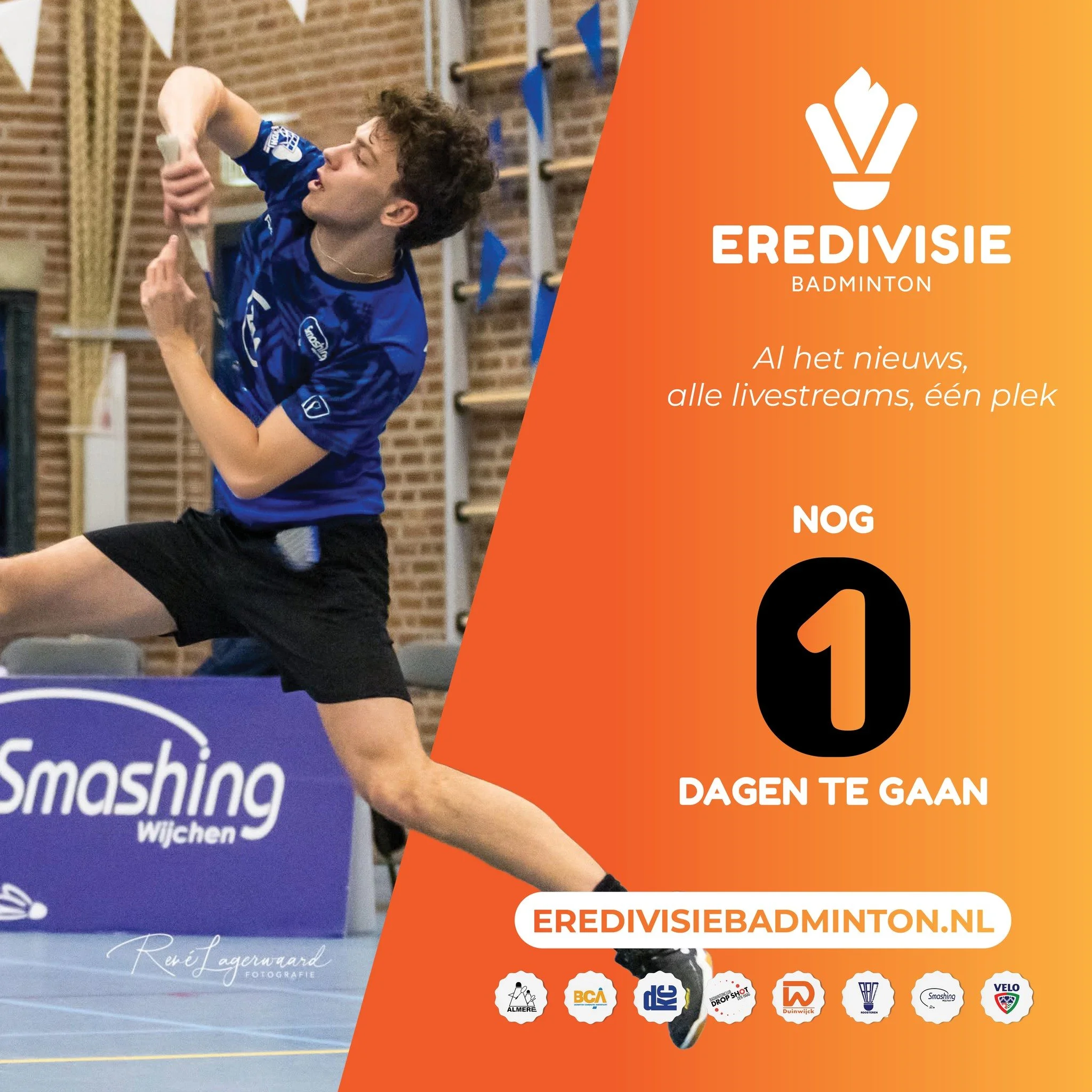 Nog 1 dag. 

Morgen, 26 augustus, gaat eredivisiebadminton.nl live: al het nieuws, alle livestreams en uitslagen van de Eredivisie Badminton, op weg naar de competitiestart op 12 september.

#EredivisieBadminton #Badminton #NogSlechts1Dag #dropshotde