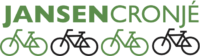 Logo met de tekst 'Jansen CRONJÉ' en pictogrammen van fietsen