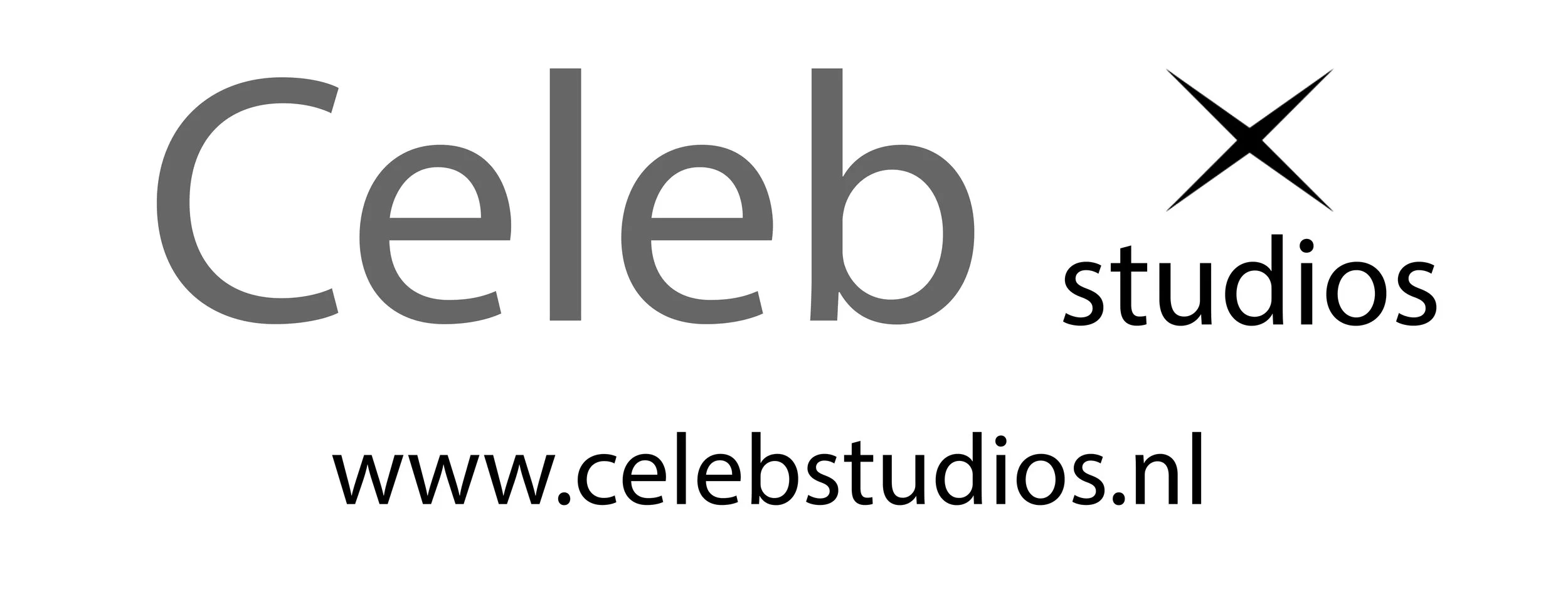 Logo van Celeb Studios met de tekst 'www.celebstudios.nl' eronder.