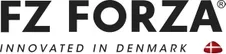 Logo van FZ Forza met slogan 'Innovated in Denmark'