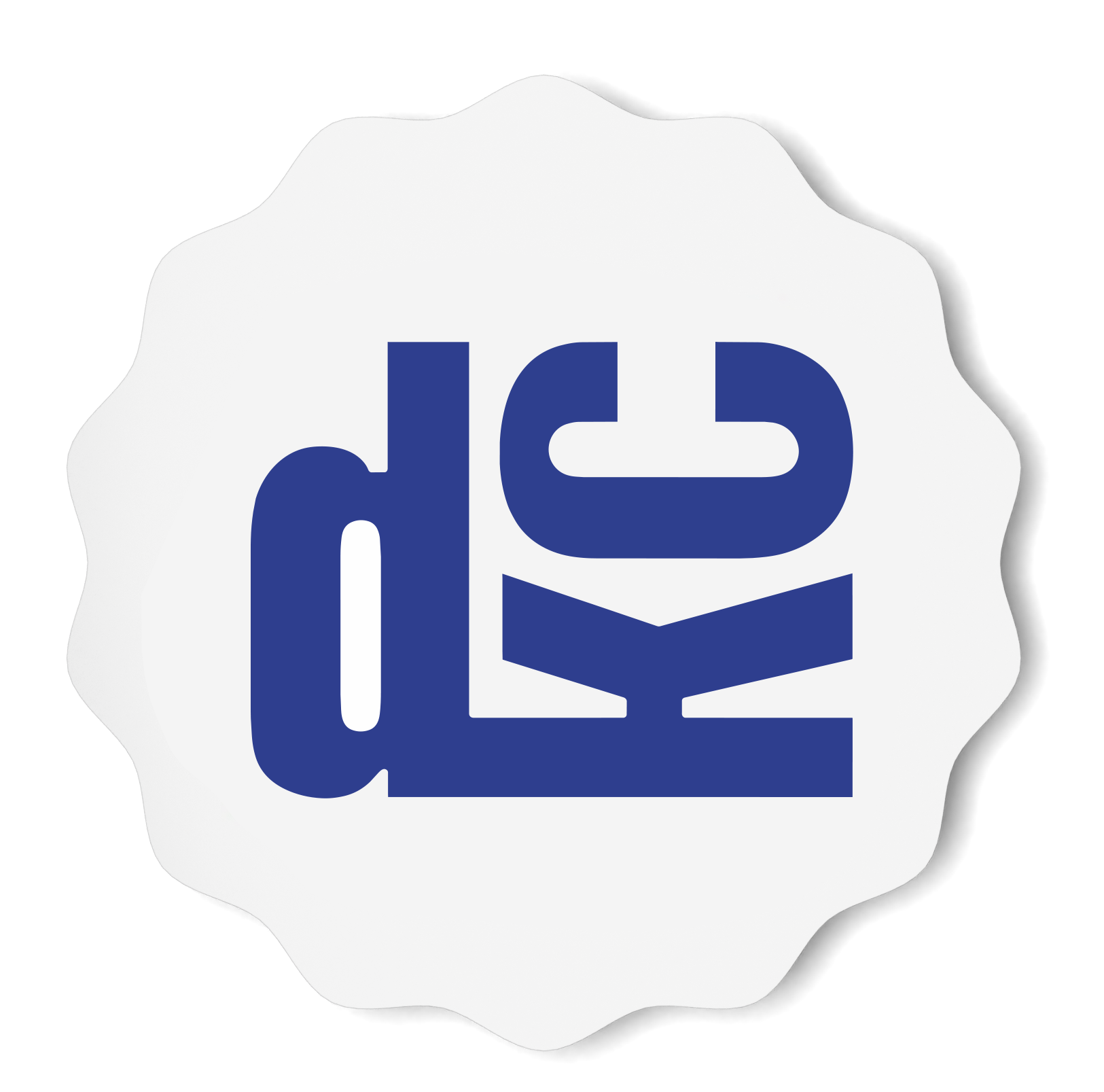 Logo met blauwe tekst 'd8' en een wit boek op een blauwe achtergrond.