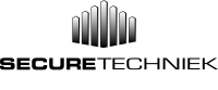 Logo met verticale witte lijnen en tekst 'Montage - Service - Onderneming'