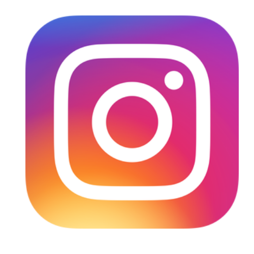 Instagram logo featuring a white camera outline on a colorful gradient background.