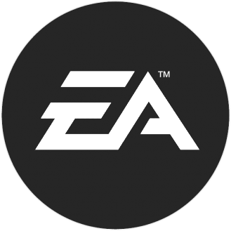 Logo EA de Electronic Arts sur fond noir