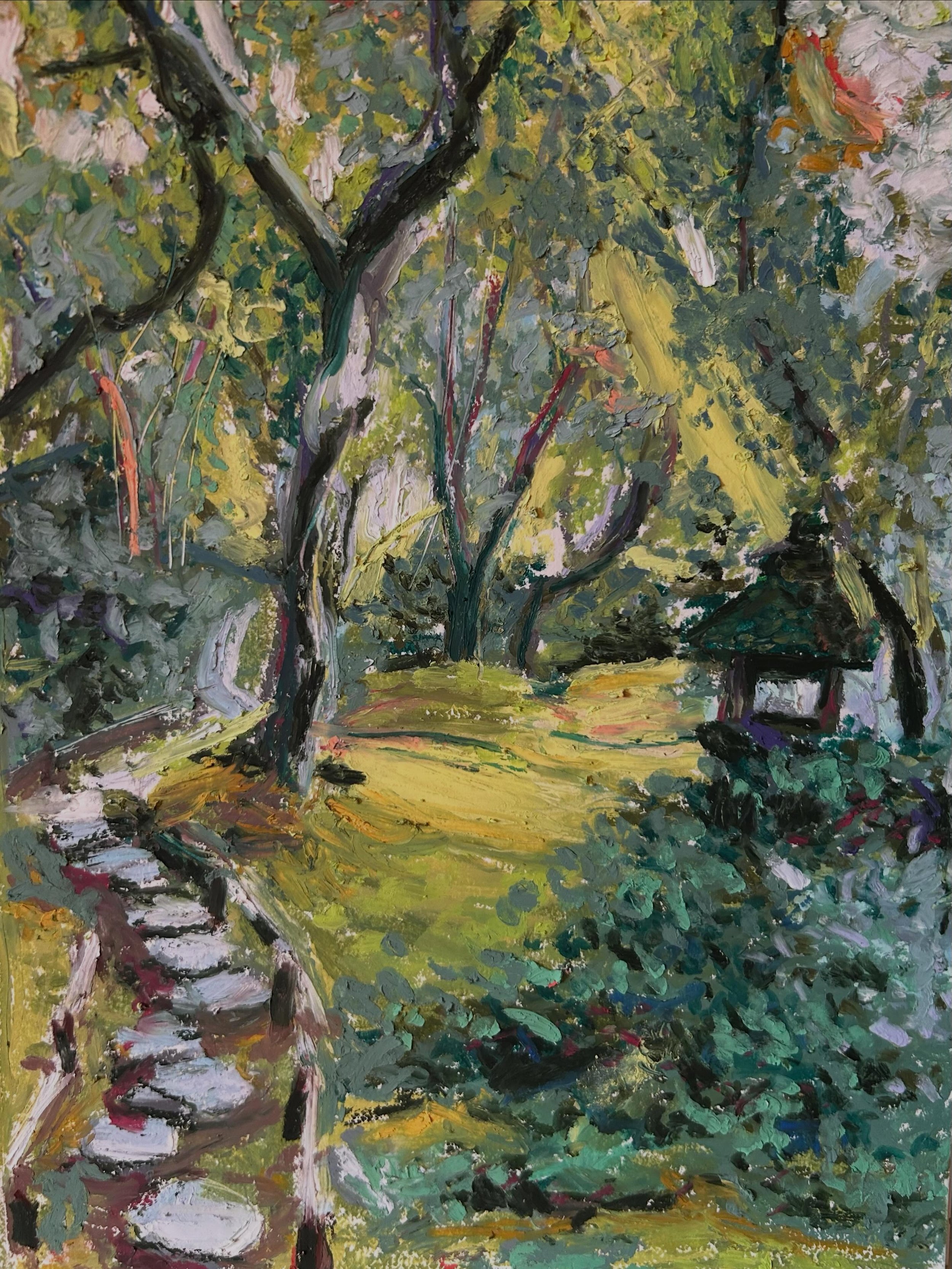 More Japan! Okochi Sanso Garden in Kyoto. My first attempt at oil pastels and I LOVE them.