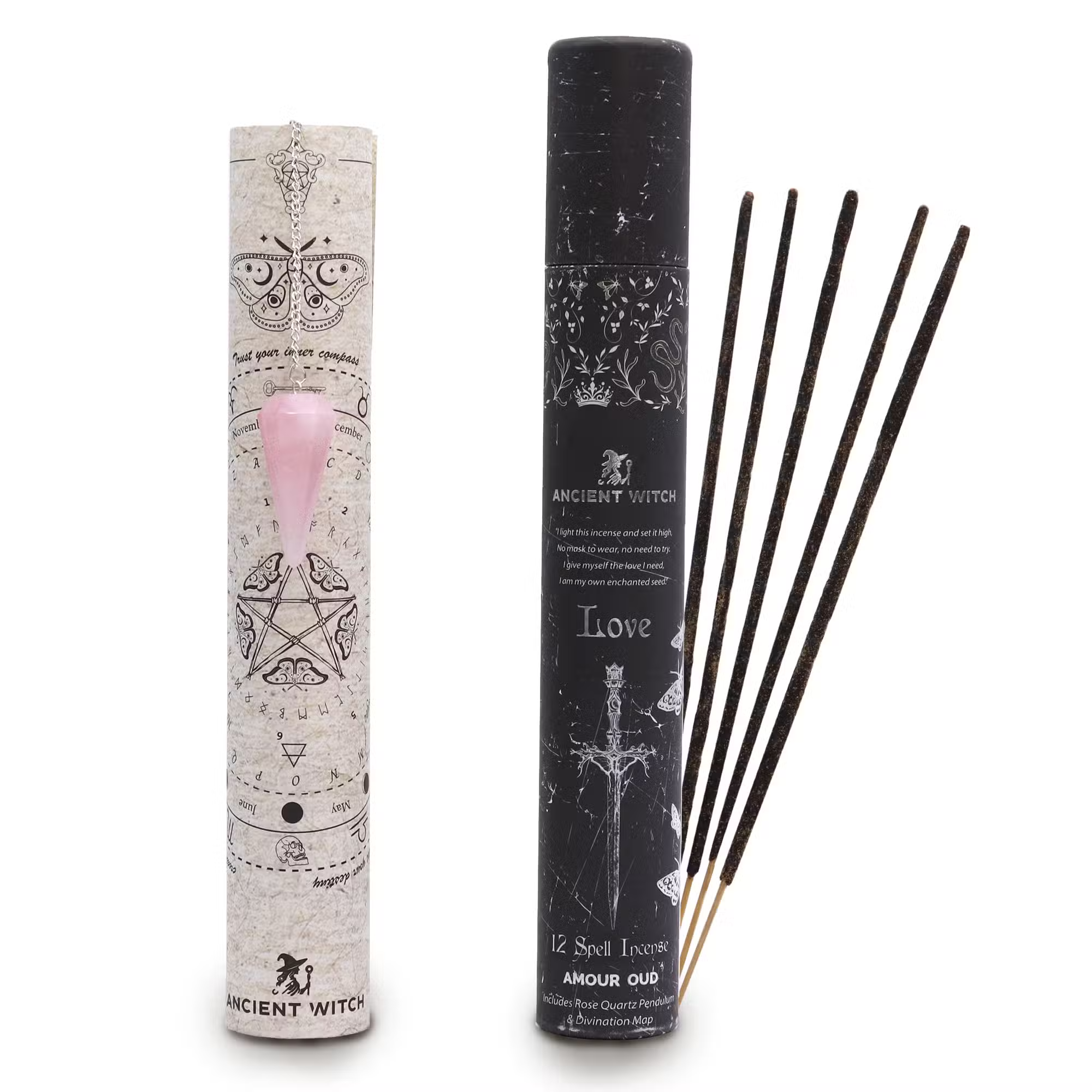 Ancient Witch Spell Incense - Love - Rose Quartz Pendulum