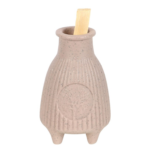 Greige ribbed ceramic Palo Santo burner